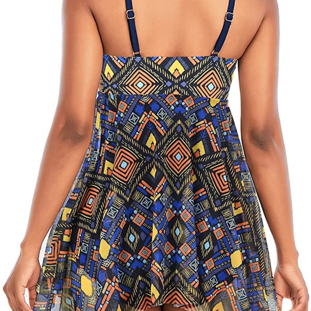 Sz M 1 Piece Tummy Control Flowy Swimdress with Bottom X002X09ZYN - Picture 4 of 4